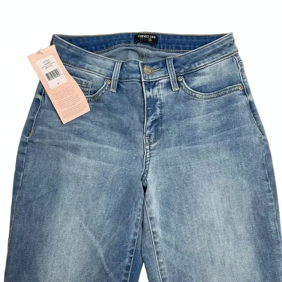 NYDJ Curves 360 Slim Straight Jeans Size 0 Biscayne Blue New - Picture 3 of 8